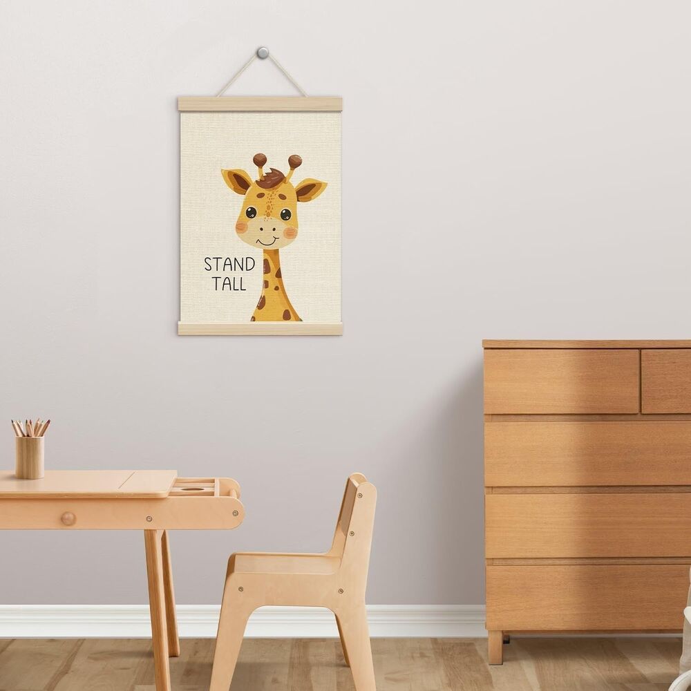 Cute Giraffe Wall Art Canvas Framed Nursery Bedroom Decor 12x16 Stand Tall Sign - Picture 2 of 5